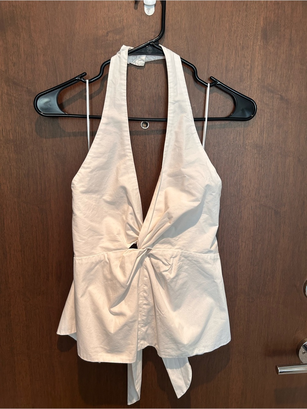 Women’s Cream Halter Tie-Front Top
